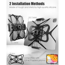 Load image into Gallery viewer, Wukanleng Bike Tablet Phone Holder with Silicone Security Band, Metal Arm 360 Rotation Tablet Handlebar Mount for Stationary Bicycle, Treadmill Fits iPad Pro/Air/Mini, Smartphones, 4-13'' Devices, Black_4579
