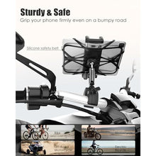 Load image into Gallery viewer, Wukanleng Bike Tablet Phone Holder with Silicone Security Band, Metal Arm 360 Rotation Tablet Handlebar Mount for Stationary Bicycle, Treadmill Fits iPad Pro/Air/Mini, Smartphones, 4-13'' Devices, Black_4580
