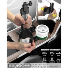Load image into Gallery viewer, Wukanleng Car Cup Holder Tablet Mount, Tablet Holder for Car Bottle with Stabilize Metal Telescopic Arm for Car SUV Truck Hand Free Compatible with iPad Pro 12.9 Air Mini, Galaxy Z, 4-13" Devices, Black_4708
