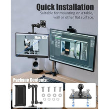 Load image into Gallery viewer, Wukanleng Single Monitor Desktop/Wall Mount Stand - Fits 4.7-15.6'' Monitor, Tablets, Surface Pro - Full Motion Adjustable with Metal Ball Head, Black_4889
