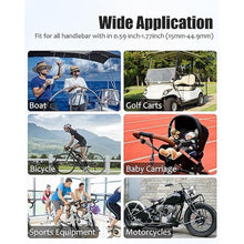 Load image into Gallery viewer, Wukanleng Tablet Holder for Boat Helm Bar Post Rod, 360 Rotation Universal Boat Handlebar Clamp Mount with Aluminum Alloy Base Compatible with iPad Pro 12.9/Air/Mini, Smartphones More Devices 4-13'', Black_4860
