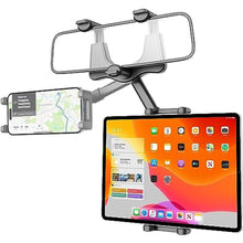 Load image into Gallery viewer, Wukanleng Tablet Holder for Car Rear View Mirror, Retractable Rearview Mirror Phone Mount, 360Rotatable GPS Holder Stand Compatible with iPad Pro 12.9 Air Mini, Samsung Galaxy Z, 4-12.9" Devices, Black_1
