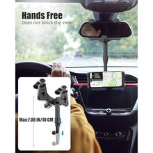Load image into Gallery viewer, Wukanleng Tablet Holder for Car Rear View Mirror, Retractable Rearview Mirror Phone Mount, 360Rotatable GPS Holder Stand Compatible with iPad Pro 12.9 Air Mini, Samsung Galaxy Z, 4-12.9" Devices, Black_4536
