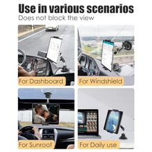 Load image into Gallery viewer, Wukanleng Windshield Car Tablet Holder with Aluminum Arm, Dashboard Tablet Mount with Suction Cup for Truck Car SUV Business Vehicle Fits iPad Pro 13/12.9/Air/Mini, Galaxy Z Fold, 4-13" Devices, Black_4552
