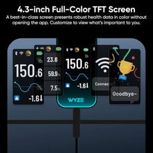 Load image into Gallery viewer, Wyze Scale Ultra, Smart Scale with 4.3" Color Display, Digital Bathroom Scale for Body Weight BMI Muscle Mass Composition, Wi-Fi &amp; Bluetooth Body Fat Scale with Heart Rate, 400 lbs (Black), BlackColorScreen_4355
