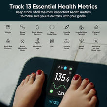 Load image into Gallery viewer, Wyze Scale Ultra, Smart Scale with 4.3" Color Display, Digital Bathroom Scale for Body Weight BMI Muscle Mass Composition, Wi-Fi &amp; Bluetooth Body Fat Scale with Heart Rate, 400 lbs (Black), BlackColorScreen_4357

