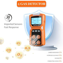 Load image into Gallery viewer, X-4 Gas Detector 4-in-1, Portable Multi-Gas Monitor for CO, HS, O, LEL, Industrial Safety Device with Large LCD, Audible &amp; Visual Alarms, Durable &amp; Rechargeable for Workplace Protection, Orangenew_699
