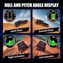 Load image into Gallery viewer, X60 Pro Car Inclinometer for Off-Road, GPS Speedometer MPH KMH with Compass, Multi-Functional Digital HUD, Compass /GPS Time/Latitude &amp; Longitude/Altitude/ Speed/ Vehicle Inclinometer 6-in-1_24
