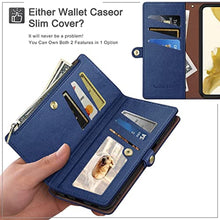 Load image into Gallery viewer, XcaseBar for Samsung Galaxy S24 Ultra Wallet case with Zipper Credit Card Holder RFID Blocking,Flip Folio Book PU Leather Shockproof Protective Cover Women Men for Samsung S24Ultra Phone case Blue, BlueCase_7392
