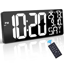 Load image into Gallery viewer, Xflyee 18 Inch Oversized Digital Wall Clock with Remote Control, Auto-Dimming, Temperature, Date/Day of Week, Large Display, Multi-Functional, White_1

