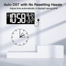 Load image into Gallery viewer, Xflyee 18 Inch Oversized Digital Wall Clock with Remote Control, Auto-Dimming, Temperature, Date/Day of Week, Large Display, Multi-Functional, White_803
