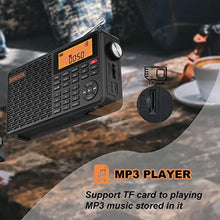 Load image into Gallery viewer, XHDATA D109 Portable Shortwave Radio AM FM SW LW World Band Radio DSP Good Recepton Radio with Great Sound Mp3 Speaker Alarm Clock Sleep Function TF Card Support Function_818
