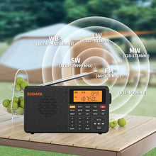 Load image into Gallery viewer, XHDATA D109WB Portable AM/FM/SW/LW/WB Weather Radio Shortwave Radio Receiver with NOAA Alert, Battery Operated Great Sound Wireless BT Mp3 Speaker, SOS Alert Alarm Clock Sleep Function, Black_7357
