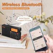 Load image into Gallery viewer, XHDATA D109WB Portable AM/FM/SW/LW/WB Weather Radio Shortwave Radio Receiver with NOAA Alert, Battery Operated Great Sound Wireless BT Mp3 Speaker, SOS Alert Alarm Clock Sleep Function, Black_7359

