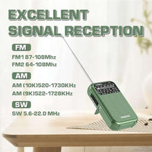 Load image into Gallery viewer, XHDATA D220 Portable AM FM SW Shortwave Receiver Pocket Radio, 2 AA Battery Operated, Transistor Radios with Excellent Reception for Family or Elder (Green)_704
