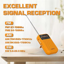 Load image into Gallery viewer, XHDATA D220 Portable Radio AM FM SW Shortwave Receiver Pocket Radios, 2AA Battery Operated Transistor Radio with Excellent Reception for Gift, Family, Elder (Orange)_581
