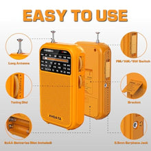 Load image into Gallery viewer, XHDATA D220 Portable Radio AM FM SW Shortwave Receiver Pocket Radios, 2AA Battery Operated Transistor Radio with Excellent Reception for Gift, Family, Elder (Orange)_582
