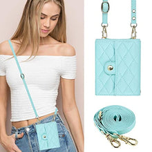 Load image into Gallery viewer, XIMAND for Samsung Galaxy Z Flip 7 Accordion Crossbody Wallet Case, 4 Card Slots, RFID Blocking, and Adjustable Strap - Stylish and Versatile Accessory.(Green), MintGreen_4384
