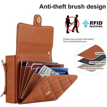 Load image into Gallery viewer, XIMAND for Samsung Galaxy Z Flip 7 Accordion Crossbody Wallet Case, 4 Card Slots, RFID Blocking, and Adjustable Strap - Stylish and Versatile Accessory.(Brown)_4463
