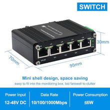 Load image into Gallery viewer, xoxnikior Mini 5-Port Industrial Unmanaged Gigabit Ethernet Switch, Black_3701
