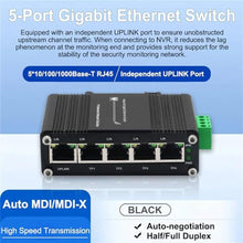 Load image into Gallery viewer, xoxnikior Mini 5-Port Industrial Unmanaged Gigabit Ethernet Switch, Black_3702
