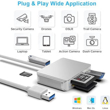Load image into Gallery viewer, XQD/SD/Micro SD Card Reader, Memory Multi-Card Reader/Writer/Adapter with 2 USB3.0 Port, Support Sony G/M Series Lexar 2933x/1400x USB Mark XQD Card, SD/SDHC/TF Card for Windows/Linux/Mac OS/Vista, Grey_2905
