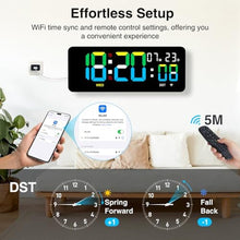 Load image into Gallery viewer, XREXS 12.2 Inch Digital Wall Clock WiFi Sync with Seconds &amp; Remote Control, Multicolor_914
