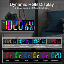 Load image into Gallery viewer, XREXS 17.2" Large Digital Wall Clock RGB Color Changing with Remote Control, Multicolor_8766
