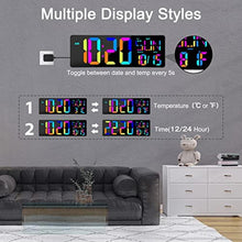 Load image into Gallery viewer, XREXS 17.2" Large Digital Wall Clock RGB Color Changing with Remote Control, Multicolor_8768
