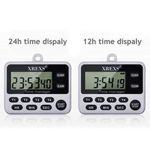 Load image into Gallery viewer, XREXS 4 Channel Digital Kitchen Timer Clock with Large LCD Display, White_145
