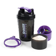 Load image into Gallery viewer, XTKS Shaker Bottle - Protein Shaker Cup with Storage Compartments - Leak-proof Workout Shake Bottles with Mixer for Smooth Mixing-500ML/16oz (PURPLE &amp; BLACK)_1
