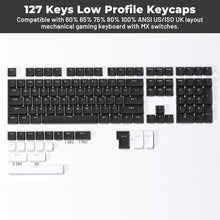 Load image into Gallery viewer, XVX Low Profile Black Keycaps, Shine Through Keycap Sets, Double Shot PBT Keyboard Keycaps Compatibility for 60% 75% 80% 85% 100% MX Switches Mechanical Keyboard- Only Key caps, blackandwhite_1203
