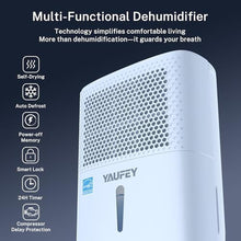 Load image into Gallery viewer, Yaufey 2025 Most Efficient Energy Star Dehumidifier for 2,000 Sq. Ft. Home, Basement and Large Room - Powerful, Quiet with Humidity Control, Timer, Drain Hose and Water Tank, White_3701
