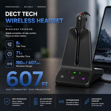 Load image into Gallery viewer, Yealink WH63 E2 UC Wireless DECT Headset, Teams &amp; Zoom Certified, Convertible Mono Office Headset with Dual Noise Canceling Microphones, USB Base, Desk Phone &amp; PC, 606 ft Range, 8H Talk Time, Black_209
