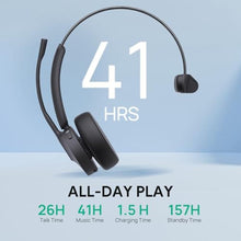 Load image into Gallery viewer, Yealink WH64 Hybrid DECT&amp; Bluetooth Wireless Headset, 492ft Range Mono UC Zoom Headphones with DECT Dongle, 3X Mic, 26H Talk Time, Office Work Portable Single On Ear Headsets for PC,Cellphone,Laptop, Black_1031
