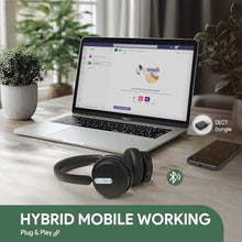 Load image into Gallery viewer, Yealink WH64 Hybrid DECT&amp; Bluetooth Wireless Headset, 492ft Range Mono UC Zoom Headphones with DECT Dongle, 3X Mic, 26H Talk Time, Office Work Portable Single On Ear Headsets for PC,Cellphone,Laptop, Black_1032
