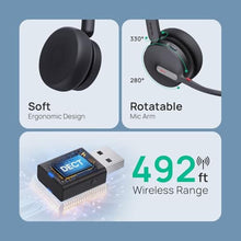 Load image into Gallery viewer, Yealink WH64 Hybrid Wireless Headset Dongle &amp; Charging Stand, 492ft Range DECT&amp;Bluetooth Headphones for Teams, Zoom UC,Dual Ear Noise Cancelling Portable Headsets with 3X Mic, 32H Calls,(PC/Phone), Black_7141
