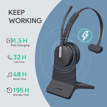 Load image into Gallery viewer, Yealink WH64 Hybrid Wireless Headset Dongle &amp; Charging Stand, 492ft Range DECT&amp;Bluetooth Headphones for Teams, Zoom UC,Dual Ear Noise Cancelling Portable Headsets with 3X Mic, 32H Calls,(PC/Phone), Black_7142
