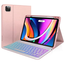 Load image into Gallery viewer, YEKBEE iPad Air 5th Generation Keyboard Case (2022) - iPad Pro 11 Inch Keyboard 2021 - Smart Detachable Keyboard Cover - 7 Colors Backlight - Pencil Holder - Thin for iPad Air 4th Gen 2020 - Pnik, Pink_1
