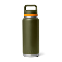Load image into Gallery viewer, YETI Rambler 36 oz Bottle, Leakproof, Vacuum Insulated, Stainless Steel with Chug Cap, Olive/King Crab Orange, OliveKingCrabOrange_298
