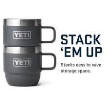 Load image into Gallery viewer, YETI Rambler 6 oz Stackable Mug, Stainless Steel, Vacuum Insulated Espresso/Coffee Mug, 2 Pack, Charcoal_43
