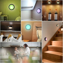 Load image into Gallery viewer, Yiliaw 6 Pack LED Puck Lights Remote Control 16 Color Changeable Under Cabinet Lights, Battery Operated Lights Night Light with Dimmer &amp; Timmer for Closet Bedroom Kitchen, Black_376

