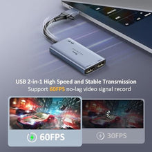 Load image into Gallery viewer, Yinker Capture Card, USB-A/USB-C 4K HDMI Video Capture Card for Full HD 1080P 60fps Recording and Loop-Out, OBS Live Streaming Gaming Record (Black 2 in 1), Blackin_430
