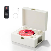 Load image into Gallery viewer, Yintiny Rechargeable Leather CD Player with Speakers, Bluetooth Transmitter, Festival Gift, BGM Player for Home Decor., White_1
