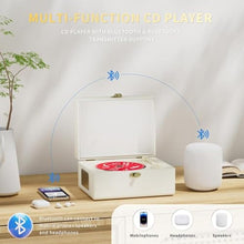 Load image into Gallery viewer, Yintiny Rechargeable Leather CD Player with Speakers, Bluetooth Transmitter, Festival Gift, BGM Player for Home Decor., White_5892
