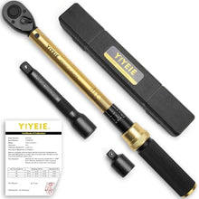 Load image into Gallery viewer, YIYEIE 1/2-Inch Drive Torque Wrench, 10-160 FT.LB (10-227 Nm), 72-Tooth Professional Click Torque Wrench Set with 3/8 Adapter &amp; Extension Bar, Lug Nut Torque Wrench for Car Tire &amp; Wheel, pcsFtlbNm_1
