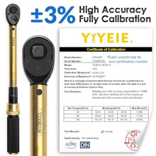 Load image into Gallery viewer, YIYEIE 1/2-Inch Drive Torque Wrench, 10-160 FT.LB (10-227 Nm), 72-Tooth Professional Click Torque Wrench Set with 3/8 Adapter &amp; Extension Bar, Lug Nut Torque Wrench for Car Tire &amp; Wheel, pcsFtlbNm_6685
