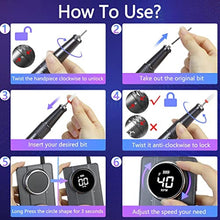Load image into Gallery viewer, Yokefellow Nail Drill Machine, 40000 RPM Rechargeable &amp; Desktop Portable Engraving Drill for Glass Engraving Pen Tools Grey_8228

