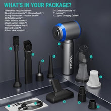 Load image into Gallery viewer, Yomile Mini Vacuum Cleaner, 2 in 1 27000PA Brushless Car Vacuum &amp;250000RPM Air Duster 9000mAh Battery Air Blower Wireless Handheld Vacuum for Car,Office and Home, Purple_543
