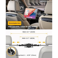 Load image into Gallery viewer, YOOZ Car Headrest Tablet Holder, Car Back Seat iPad Mount Kids [Stretchable &amp; Ultra-Stable] Between Seats Tablet Stand for Switch, iPad Pro Air Mini, Lenovo, iPhone, 4-13" Tablets &amp; Phones, Black_7363
